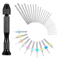 37 Stück Handbohrer Set Mini Bohrmaschine Pin Vise mit 25 Spiralbohrer (0,5–3,0 mm) und 10 PCB Mini-Bohrer (0,3–1,2 mm) für Metall Holz Schmuck Modellbau und Heimwerkerbohrungen