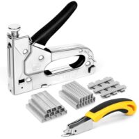 Multifunktionales Handtacker Set mit Tackerpistole und Klammerentferner für Reparaturen, Dekoration und Befestigung von Holz, Stoff, Möbeln und Dachpappe
