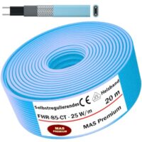 Selbstregulierendes Heizband mit 25 W/m, geeignet für Rohrheizungen, Begleitheizungen und Dachrinnenheizungen, Temperaturerhaltung zwischen 10°C und 85°C