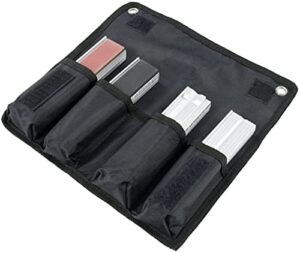 Heuer Schraubstockbacken Set 4-teilig, hochwertige Werkzeuge für den Einsatz bei geringen Spanndrücken, optimale Haltbarkeit und waagrechter Spannung, praktische Nylontasche mit Ösen zur Aufhängung