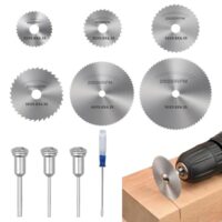HSS Kreissägeblätter Set mit Schraubendreher, 6 Mini Sägeblätter und 3 Aufnahmeschäften für präzises Schneiden von Holz, Kunststoff und Metall