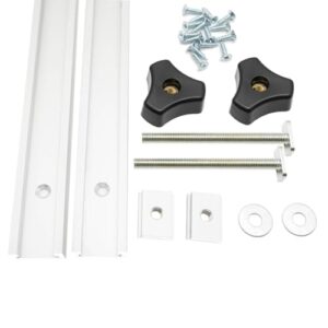 Silberne 300 mm Aluminium T Track T-Nutenschienen mit M8 Schieber, M8 Schrauben mit Knaufschrauben und selbstschneidenden Schrauben für Holzbearbeitungsschablonen