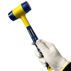 KAIHAOWIN Gummihammer 40 mm, 500g, Gummi Hammer Klein mit Rutschfestem Griff, Schonhammer für Kunststoff, Leder und Schmuckhandwerk. Komfortabler und sicherer Werkzeuggebrauch durch weiche Schlagfläche und stoßdämpfende Wirkung.