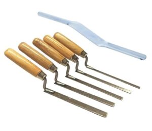 Kelle für Heimwerker, 5-fach-Kelleset aus Karbonstahl mit Holzgriff und Ziegelfugen-Set, perfekt geeignet für Fugen von Ziegeln und Bearbeiten von Holz