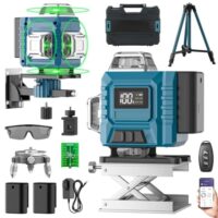 Kevsuvqin Kreuzlinienlaser mit Stativ, Laser Wasserwaage mit 2x3000mAh Batterien & LED-Anzeige, 4x360 Grad Laser Level, 4D 16 Linienlaser Selbstnivellierend/APP/Fernbedienung/IP54 Wasser- und Staubdicht