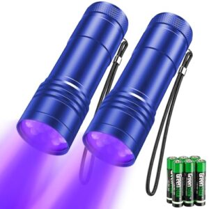 Mini UV Taschenlampe mit 12 LEDs, Ultraviolettes Licht zum Erkennen von fluoreszierenden Substanzen und unsichtbaren Flecken auf Oberflächen