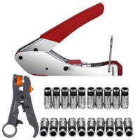 Kompressionszange Set, F-Stecker für SAT-Kabel, Koaxialkabel, 20 Stück