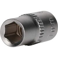 Sechskant-Stecknuss, 7 mm, hochwertiger Chrom-Vanadium-Stahl, matt verchromte Oberfläche, zuverlässig und sicher, ideal für Metall- und Holzarbeit