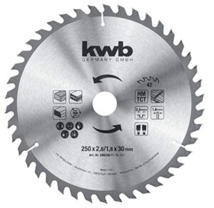 kwb BAU-Kreissägeblatt 250 x 30 - Wechselzahn für mittlere Schnitte - Z-42 Zähne - Universeller Einsatz