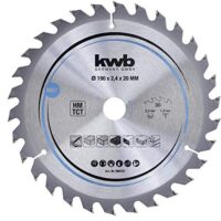 KWB Kreissägeblatt 190 x 20 mm - Schneller Schnitt, geeignet für Weich- und Hartholz, Tischlerplatten und Spanplatten
