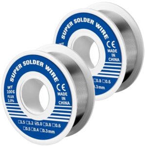Hochwertiger Lötzinn für Elektronikreparaturen und Modellbau, 63% Zinnanteil, professioneller Lötdraht mit Flussmittel, ideal für optimale Fließeigenschaften und Lötqualität.