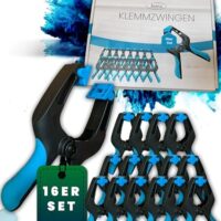 Klemmzwingen 16er Set, 13kg Kraft, 7cm Spannweite, bombenfeste Fixierungen für Leimen, Fotoleinwände oder Poolplane-Sicherung gegen Unwetter