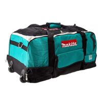 Robuste Makita Werkzeugtasche mit gepolsterter Innenausstattung und Rädern für einfachen Transport. Ideal für den täglichen Einsatz von Elektrowerkzeugen.