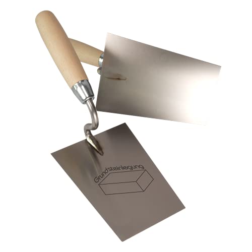 Maurerkelle mit personalisierter Gravur, Trapezkelle aus Edelstahl mit Holzgriff für Grundsteinlegung und Meisterprüfung