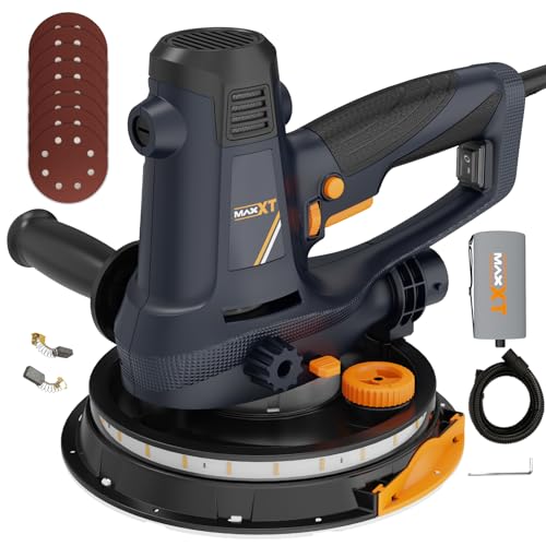 MAXXT Handschleifmaschine für Trockenbau, 810W Elektroschleifmaschine für Wände mit variabler Geschwindigkeit von 1500-2800RPM und einstellbarer Absaugung für Grob- und Feinschliff.
