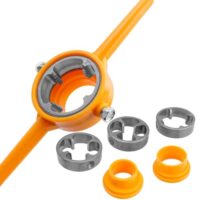 Mesee 6 Stück Ratschen-Rohreinfädler-Kit, PVC-Gewindeschneider-Werkzeug, Kunststoff-Rohreinfädler-Set mit 1/2" 3/4" 1" Manuelles Ratschen NPT Round Die Set Rohrgewindeschneider Handwerkzeug