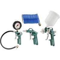 Metabo Druckluft-Werkzeugset LPZ 4 Set mit Blaspistole, Reifenfüllmessgerät und Farbspritzpistole