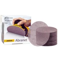 Mirka Abranet Netz-Schleifscheiben Ø 150 mm Klett/Korn P80, 50 Stück zum Schleifen von Holz, Spachtel, Lack und Kunststoff