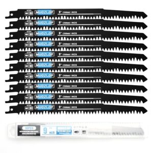 MUOZLOP 10 Pack Säbelsägeblätter Set, 5 TPI Sägeblätter für Säbelsäge, ideal für Holzschneiden und Gartenbeschneiden
