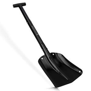 Navaris Lawinenschaufel mit verstellbarem Griff, max 80cm lang, klappbar für Transport in PKW LKW und mit Tasche, Aluminium-Schneeschaufel in Schwarz