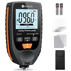 Neoteck Autolack Schichtdickenmessgerät Handheld mit LCD Display Hintergrundbeleuchtung für Stahl- und Aluminium-Basismetallautos 0-1500μm