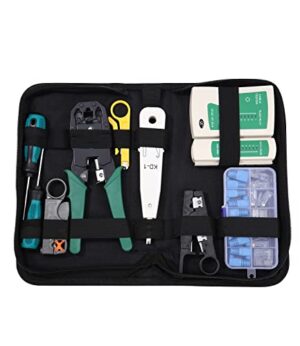 Netzwerkwerkzeug Set 12 in 1, Crimpzange, RJ45, RJ11, RJ12-Kabel, Computerwartung, LAN-Kabeltester, Lochkabeltester