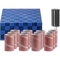 PFERD Schleifhülsen-Set, 13-teilig mit Korund Ø15x30mm A60,80,150,240 inkl. Halter mit Schaft-Ø 6mm für universelle Anwendungen
