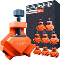 Presch Winkelspanner 8 Stk. - Eckspanner für Brettstärken bis 26mm - 25kg Spannkraft zum Verleimen - Robuste Eckklemmen für Holzbearbeitung dank glasfaserverstärktem Kunststoff