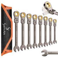 Ratschenschlüksell Set, 8-TLG-Maulschlükselsatz für Heimwerker und Auto-Reparaturen mit Metrischen Maßen von 8-19 mm und 72 Zähnen