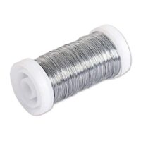 Rayher Blumendraht, silber, 0,35 mm ø, Spule 100 m, Material Eisen, verzinkt, nickelfrei, Basteldraht, Wickeldraht