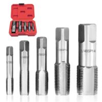 5-teiliges BSP-Rohrgewindebohrer Set, 1/8, 1/4, 3/8, 1/2, 3/4 Zoll Kohlenstoffstahl Handgewindebohrer-Set für Genaue Gewinde, Verschiedene Rohrleitungs Mechaniker DIY Rohrgewindeschneider