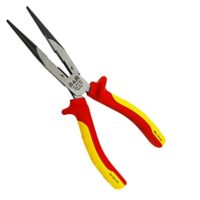 S&R VDE Flachrundzange 200 mm, gerade Spitzzange, 60 CrV hitze- und induktionsgehärtet für professionellen Einsatz