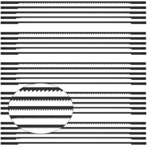 Pack von 24 hochwertigen Scroll Sägeblättern mit verschiedenen Zahnarten für Metall, Holz und Kupfer - korrosionsresistente Dekupiersägeblätter mit Stift