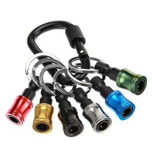 Hochwertiger Schlüsselanhänger Bithalter aus Aluminiumlegierung mit 6 Stücken, ideal für Heimwerker und Handwerker, 1/4-Zoll-Sechskantschaft Bohrer, Portabel, Aluminiumlegierung, Schraubendreher Bits Halter