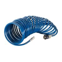 Scheppach Spiralschlauch 10m blau, Druckluftschlauch mit Schnellkupplung für Kompressoren