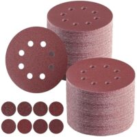 Set aus 100 Stück Schleifpapier in verschiedenen Körnungen, ideal für Wandschleifer und Handgeführte Schleifer bei der Arbeit mit Holz, Metall oder Kunststoff.