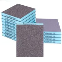 Komplett-Set für professionelles Schleifen: 12 Stück Schleifschwamm mit unterschiedlichen Körnungen (60/80/120/220/320/400) für Holz, Metall, Wand, Lack und Autolack