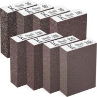 Schleifschwamm für Holz, 8 Stück, verschiedene Schleifkörnungen (36/60/80/100/120/180/220/240), wiederverwendbar und umweltfreundlich.