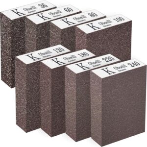 Schleifschwamm für Holz, 8 Stück, verschiedene Schleifkörnungen (36/60/80/100/120/180/220/240), wiederverwendbar und umweltfreundlich.