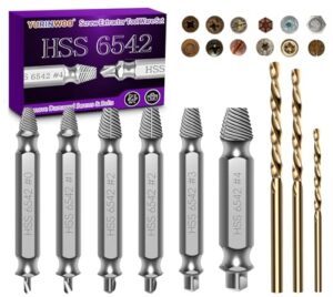 6-teiliges Schraubenausdreher Set mit Spiralbohrern aus hochfestem Schnellarbeitsstahl (HSS) 6542, ideal für das Entfernen beschädigter Schrauben.