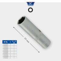BRILLIANT TOOLS BT022829 Sechskant-Stecknuss, lange Ausführung, 19 mm mit Chrom-Vanadium-Stahl, Vierkanten-Antrieb und Kugelarretierung