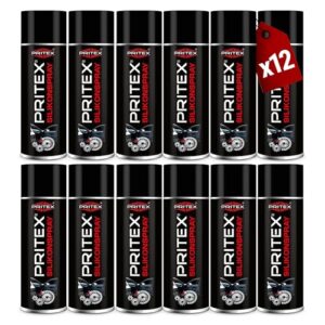Pritex Silikonspray - 12 x 400 ml - Schmiermittel für Kunststoff, Gummi, Holz und Metall - fettfreies Trennmittel - Pflegemittel