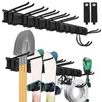Garage-Tool-Management-Wandregal mit 9 verstellbaren Haken für Werkzeuge, Gartengeräte und Stühle