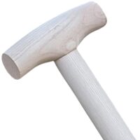 Ersatz-Spatenstiel aus Esche mit T-Griff, 85 cm lang und Durchmesser 35 mm unten schmal zulaufend