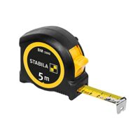 Stabila Taschenbandmaß BM 100, 5 m, Maßband mit metrischer Skala, bruchsicherem ABS-Gehäuse, beweglichem Anfangshaken und Gürtel-Clip. Ideal für Heimwerker, Handwerker und Baufachleute.