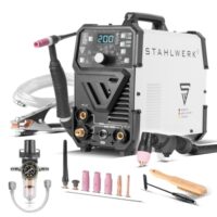 STAHLWERK Schweißgerät 4 in 1 Kombigerät mit DC WIG, MMA und Pulsfunktion für Stahl, Edelstahl und andere Metalle
