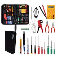 Stagecaptain EWS-15 Elektro-Werkzeug Set mit 27 Teilen, Lötkolben und Multimeter für Proberaum, Bühne, Wohnbereich und Werkstatt in praktischem Etui.