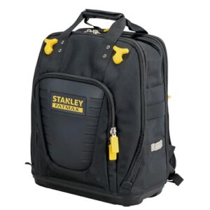 Praktischer und übersichtlicher STANLEY FatMax Arbeitsrucksack mit wasserdichtem Kunststoffboden, gepolsterter Rücken und robusten Materialien für die Baustelle und Werkstatt.