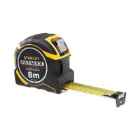 STANLEY FatMax Maßband Bandmaß PRO Autolock - 8 m Länge, 32 mm Klingenbreite, austauschbare Haken, Mylar Schutzschicht, mit Feststeller & Rücklauf, inkl. Gürtel-Clip
