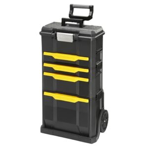 Stanley Rollende Werkstatt aus Metall-Kunststoff, 3 modulare Einheiten, Werkzeugwagen leer für Kleinteile und große Werkzeuge